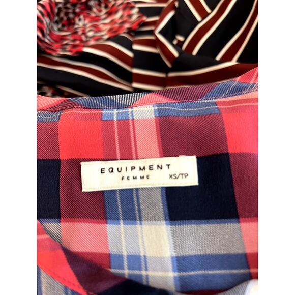 Equipment silk plaid button up blouse xs - Picture 4 of 8